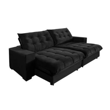 Imagem de Sofá Califórnia Retrátil E Reclinável 4 Lugares 2,30m Com Molas Ensacadas E Pillow Preto