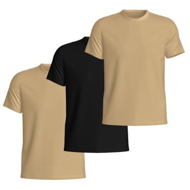 Imagem de Kit 3 Camisetas Basicas Gola Redonda Lisa Camisa Masculina de Algodão-Masculino