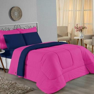 Imagem de Kit Edredom Dupla Face + Jogo De Lençol Solteiro Nobre 5 Peças Malha 1