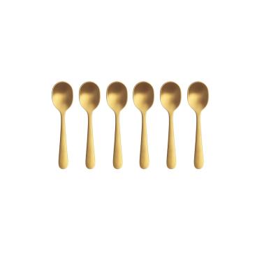 Imagem de Colher de Cafe Dourado Fosco Jogo de Colheres Aço Inox 6un