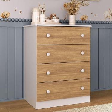 Imagem de Cômoda Infantil 65cm com 4 Gavetas Encanto Multimóveis MP4427, Branco/