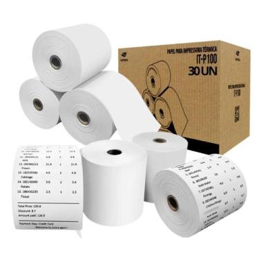 Imagem de 2 Bobinas Térmicas Branca 80X40 Para Cupom Fiscal E Pdv - C3tech