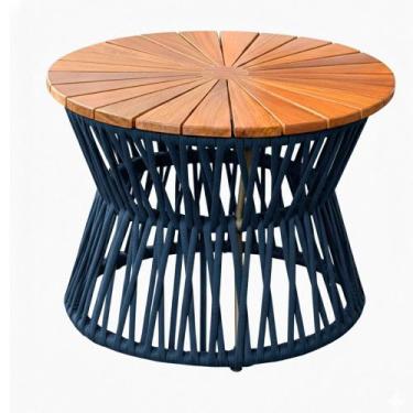 Imagem de Mesa de Centro Corda Náutica Tampo Madeira Monza em Alumínio Trama Ori