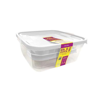 Imagem de Kit 6 Potes Essencial Linha Mais Plasvale Branco
