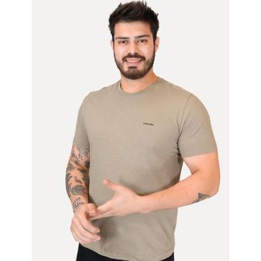 Imagem de Camiseta Calvin Klein Masculina Flame New Logo Cáqui Médio-Masculino