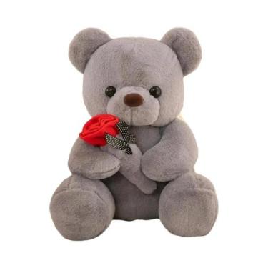 Imagem de Urso De Pelúcia Romântico Kawaii Com Rosas, Brinquedo Macio Para Menin