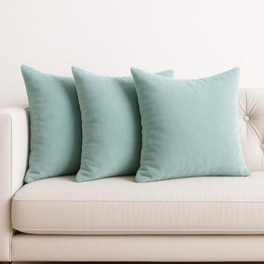 Imagem de 3 Capas Almofadas Veludo Sala Sofa Quarto 45x45 Tons Colorido Cor:Azul