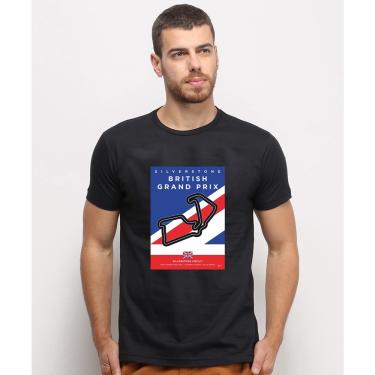 Imagem de Camiseta masculina Preta algodao Circuito de Silverstone Grand Prix