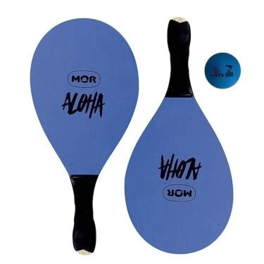 Imagem de Kit Frescobol Mor Aloha De Madeira Revestida Raquetes + Bola-Unissex