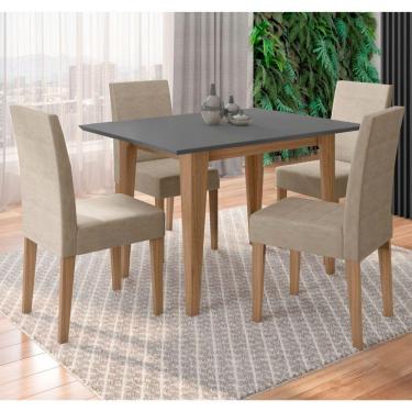 Imagem de Conjunto Sala De Jantar Retangular Mesa Kate 120cm E 04 Cadeiras Josi Carvalho Com Grafite