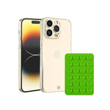 Imagem de Kit Capa Crystal Slim para iPhone 14 Pro +  Ventosa - Verde - Gshield
