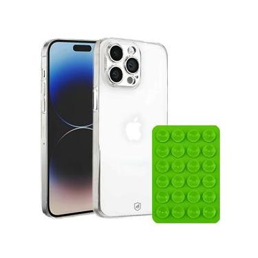 Imagem de Kit Capa Crystal Slim para iPhone 14 Pro Max +  Ventosa - Verde - Gshield