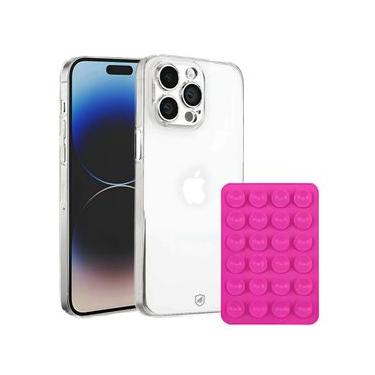 Imagem de Kit Capa Crystal Slim para iPhone 14 Pro Max +  Ventosa - Rosa - Gshield