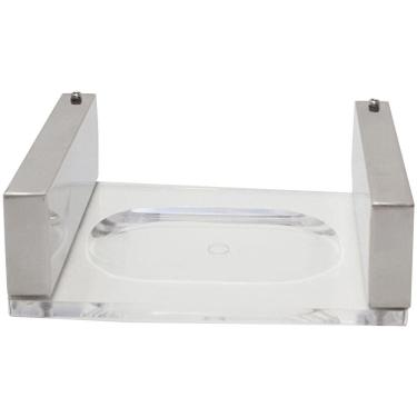 Imagem de Saboneteira Aço Inox e Acrílico Suporte Porta Sabonete Barra Banheiro Lavabo Orquídea