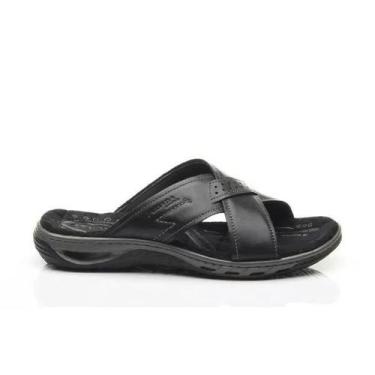Imagem de Chinelo Sandália Masculino Pegada Couro 131661 Original, 42, Preto