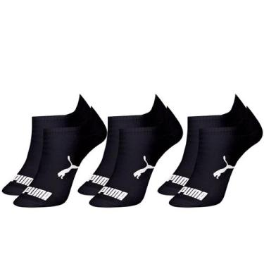 Imagem de Kit 3 Pares Meias Invisível Puma Sapatilha Adulto Original, Preto, 34/