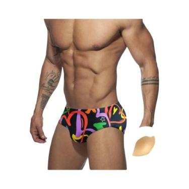 Imagem de Calções De Banho Masculinos Sexy Com Listras, Calças De Praia, Shorts 