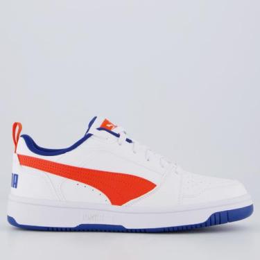 Imagem de Tênis Puma Rebound V6 Juvenil Branco e Vermelho, 34