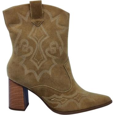 Imagem de Bota Feminina Texana Casual Dia a Dia Festas Cano Baixo Salto Bloco Médio Bico Fino com Zíper Conforto Ramarim 2663103
