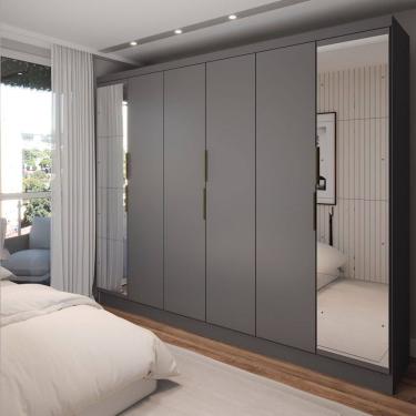 Imagem de Guarda-Roupa Casal Prime 6 Portas 4 Gavetas com Espelho Onix - Panorama Móveis