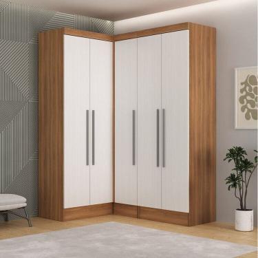 Imagem de Quarto Completo 5 Portas 4 Gavetas 3 Peças Viena Espresso Móveis Nogal/Branco