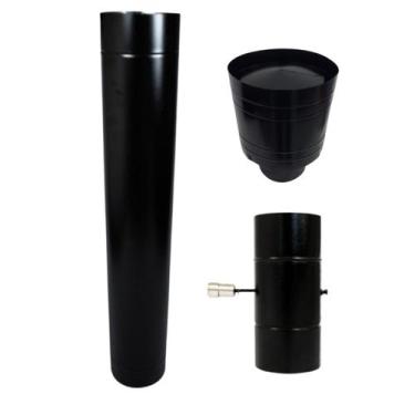 Imagem de Kit 1m Duto, Registro Damper, Chapeu Canhão De 5 Polegadas - LAURINDOS