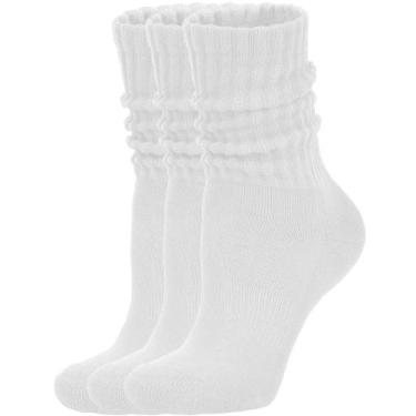 Imagem de Meias AugRing Femininas 3 Pares Cano Médio de Algodão Branco