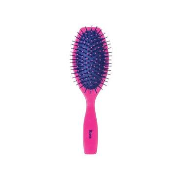 Imagem de Escova de Cabelo Oval 21cm Rosa Pink Nylon Almofadada Ricca, Rosa