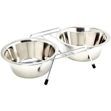 Imagem de Comedouro Chalesco Para Cães Duplo Inox - Tamanho 3, Cromado
