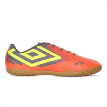 Imagem de Chuteira Umbro Futsal Action Coral Grafite e Amarelo - Masculino-Masculino