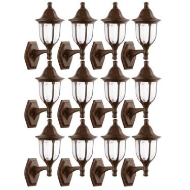 Imagem de Kit 12 Arandelas de Parede Marrom 38cm Luminária Decorativa Clássico D