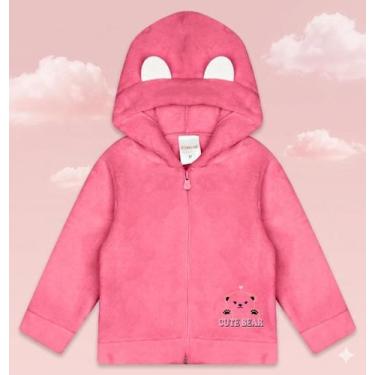 Imagem de Casaquinho para Bebê Menina com Capuz Orelhinha Fleece Tamanho:PCor:ro