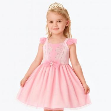 Imagem de Vestido Bailarina Infantil Rosa Festa Luxo Fantasia Menina, 3 anos