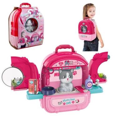 Imagem de Mochila Hospital Pet Cat Gato Infantil 2 Em 1 Acessorios Dm - DM TOYS