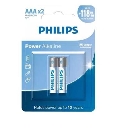 Imagem de Pilha Alcalina Philips AAA LR03P2B59  Blister com 2 unidades, longa du