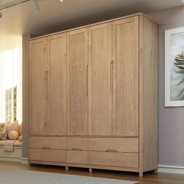 Imagem de Guarda-roupa 5 Portas 6 Gavetas Madeira Maciça Linha Nest Tauari