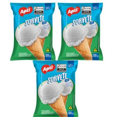 Imagem de Base Pó para Sorvete Kit 3 Pacotes - Sobremesa Cremosa Apti, Chocolate