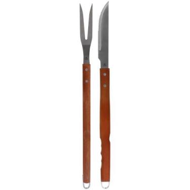 Imagem de Kit para churrasco inox cabo de madeira grande 2 pcs bel (p55) 256700 
