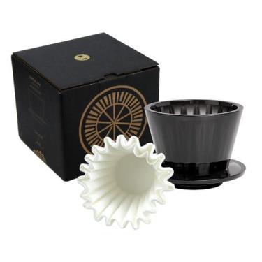 Imagem de Kit Coador e Suporte Filtro De Vidro Para Café B75 Dripper 01 Fume Ou 