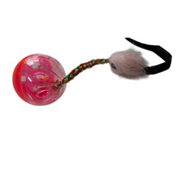 Imagem de Bolinha com Guizo e Corda para Gatos - ART PET, Rosa