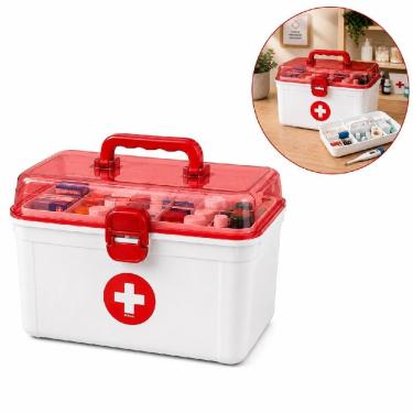 Imagem de Frasqueira para Medicamentos Yeet com Bandeja Removível e Tampa Transparente 6,2L