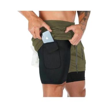 Imagem de Shorts Esportivos 2 Em 1 Camo Quick Dry Para Corrida, Academia, Treino