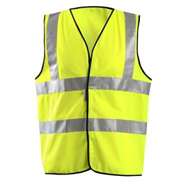 Imagem de OccuNomix LUX-SSFULLG-Y4X Colete de segurança clássico de alta visibilidade, liso, de duas faixas, Classe 2, 100% poliéster ANSI com material refletivo Scotchlite de 5 cm, amarelo, 4GG