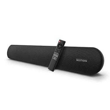 Imagem de Soundbar, BESTISAN 80 Watts TV Sound Bar Alto-falante Home Theater com HDMI, óptico, RCA, porta AUX, Bluetooth 5.0, modo de áudio de filme/música/diálogo, tecnologia de graves aprimorada, baixo ajustável, versão 2023