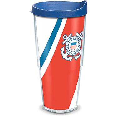 Imagem de Tervis US Coast Guard Academy USCGA Bears Feito nos EUA Copo isolado de parede dupla, 680 g, listras de corrida