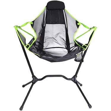 Imagem de Cadeira de balanço dobrável portátil para acampamento, cadeira de pesca ao ar livre, cadeira de balanço dobrável de praia, suporte de liga de alumínio, para acampamento, mochila, caminhadas (verde)