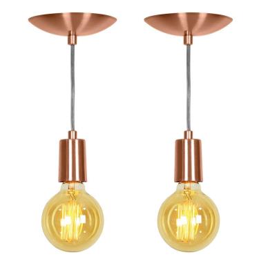 Imagem de Kit 2 Pendente Tubo Cilindro Alumínio Cobre Fio 1.20m