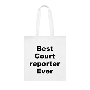 Imagem de Bolsa Tote Court Reporter, Best Court Reporter Ever Bag, Presente para Repórter Court, Presente para Repórter Court, Bolsa de ombro Court Reporter, Bolsas reutilizáveis Court Reporter, Ideia de de Natal, Branco
