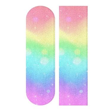 Imagem de Unicorn Rainbow Wave Skateboard Fita para skate Folha para Scooter Deck Papel de areia 22,86 cm x 83,82 cm