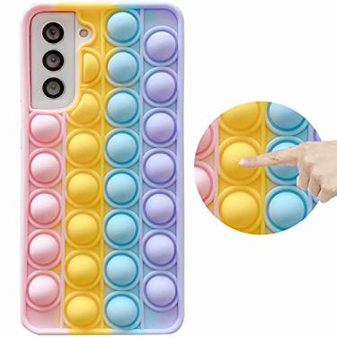 Imagem de ESSTORE Capa para Samsung Galaxy A72, Push Bubble Sensory Fidget Toy Case Capa Proteção contra Estresse Ansiedade Capa + Suporte, Arco-íris